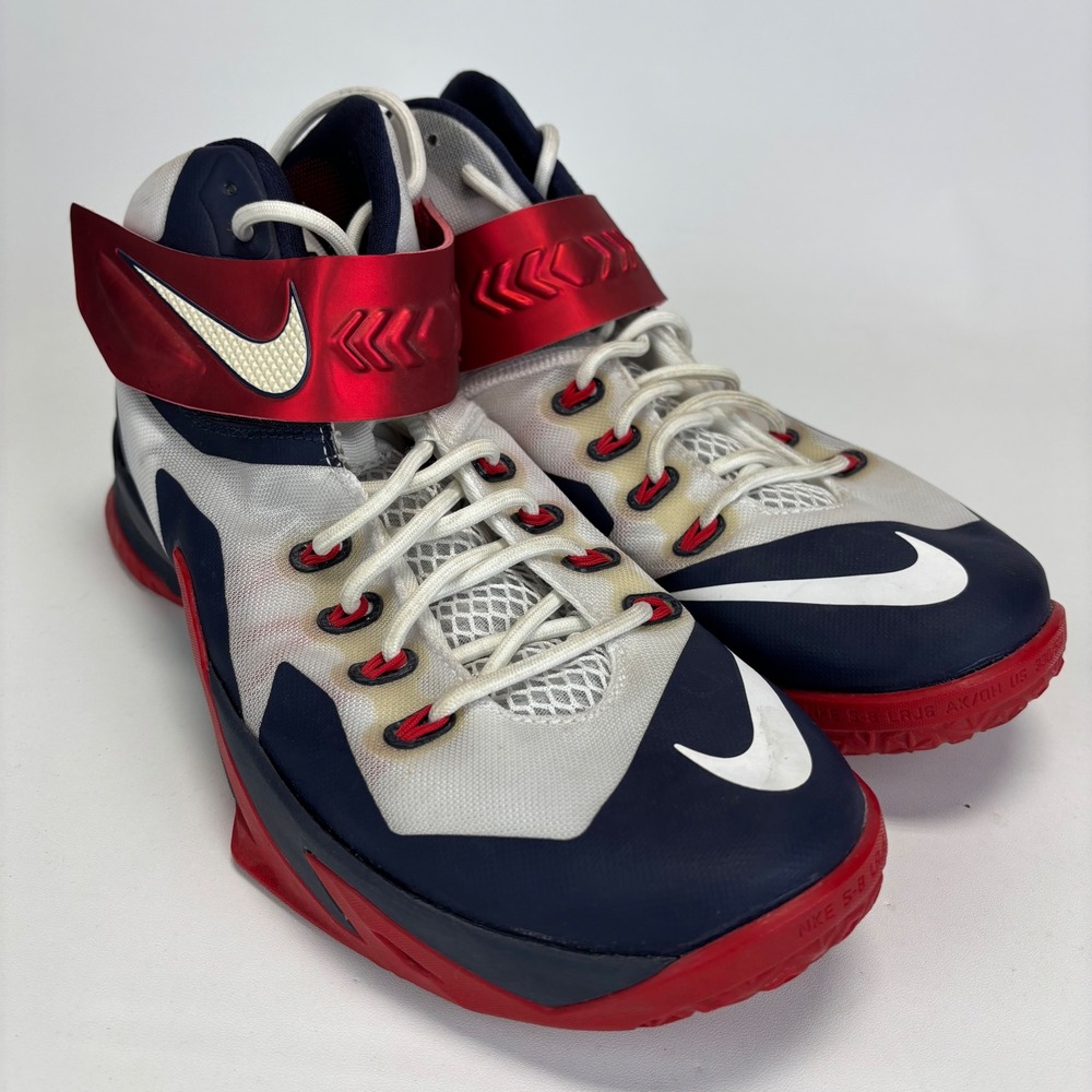 Nike LeBron Soldier 8 Mens 10 Navy White Red USA Basketball Shoes 653641-114